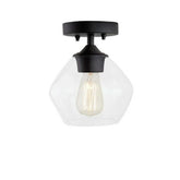 Home Decorators Collection Everly Exterior Flush Mount Light Black Matte Finish Clear Glass Shade - Like New
